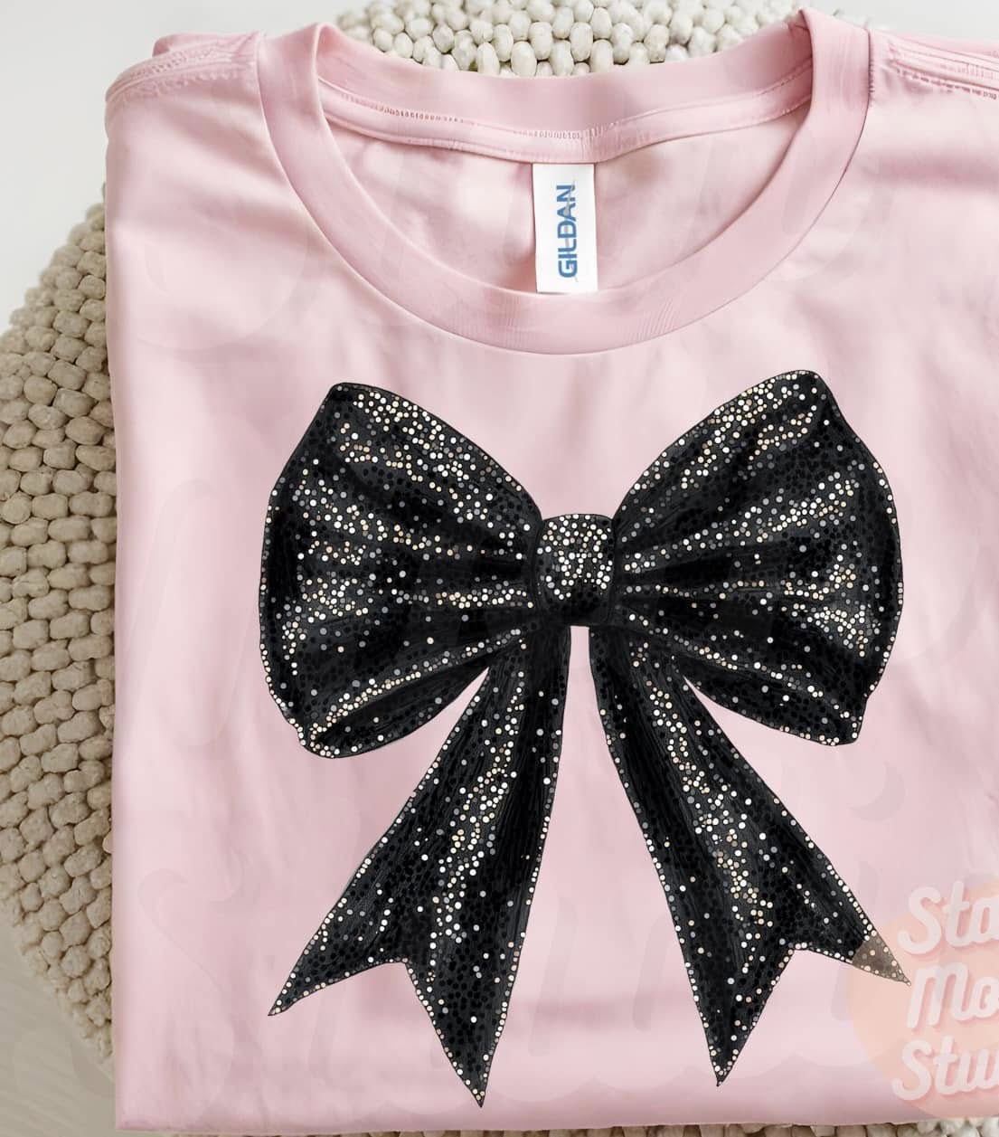 Black Coquette Glitter Bow-25
