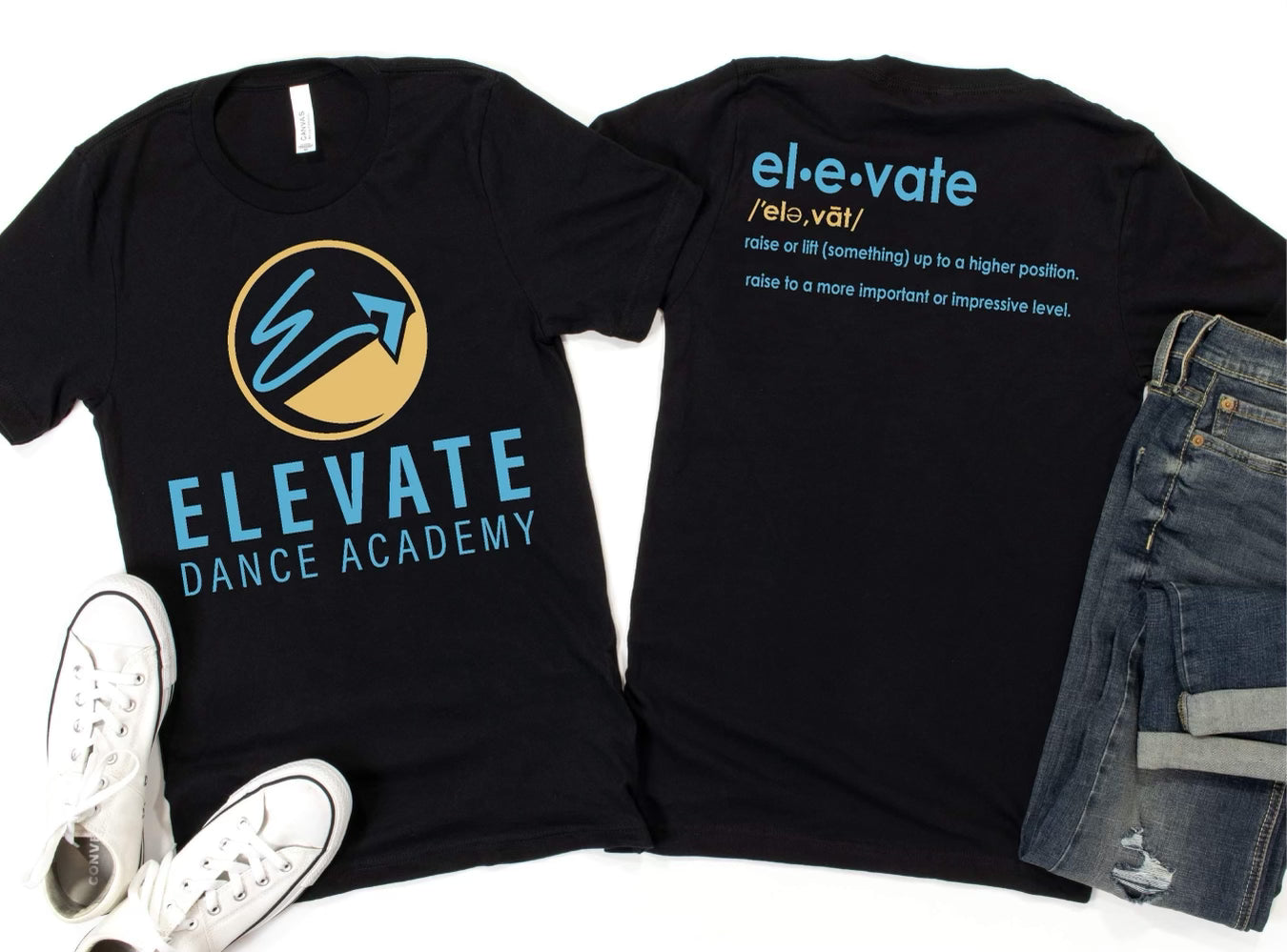 Elevate Dance Academy Yellow Logo/Descrption T-Shirt